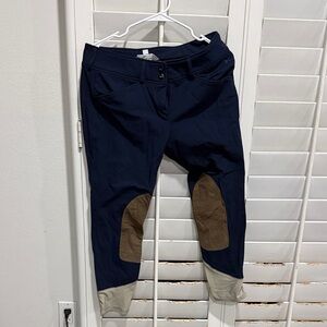 Women's Navy Riding Pants with Tan Patches